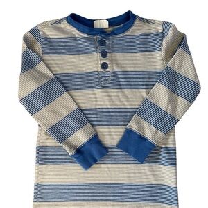 Crazy 8 S (5-6) Blue Striped Kids Long Sleeved Henley Shirt